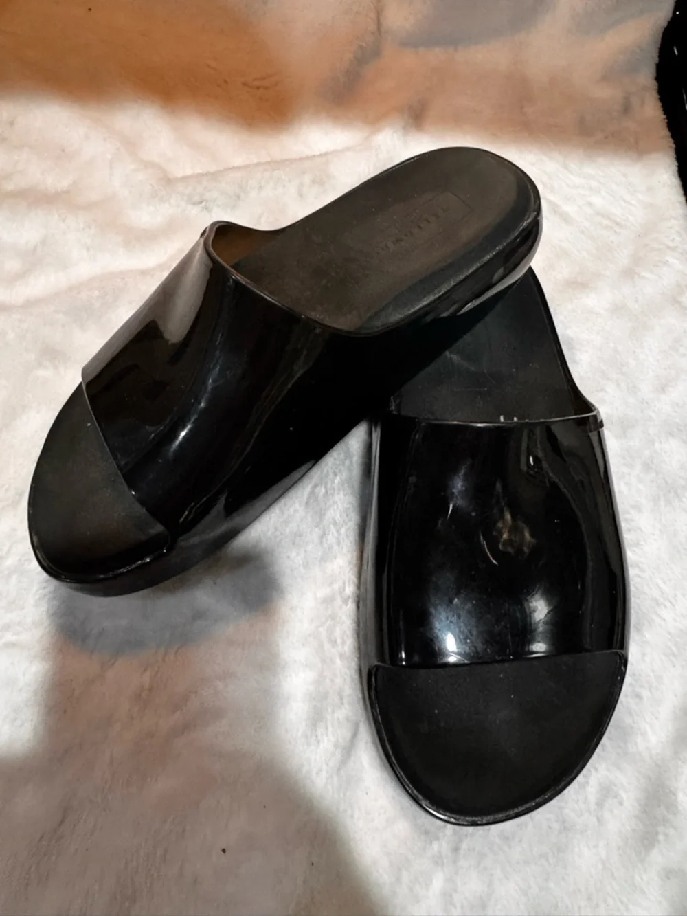 Yellow Box Black Slide Sandals - Picture 3 of 4